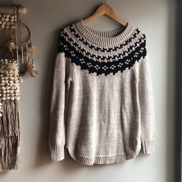 Market & Spruce Sweaters - Market & Spruce Sharlene Fair Isle Cotton Blend Pullover Sweater